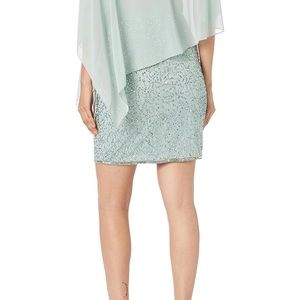 J Kara Women's Caplet V-Neck Short Cocktail Beaded Dress - Celadon
